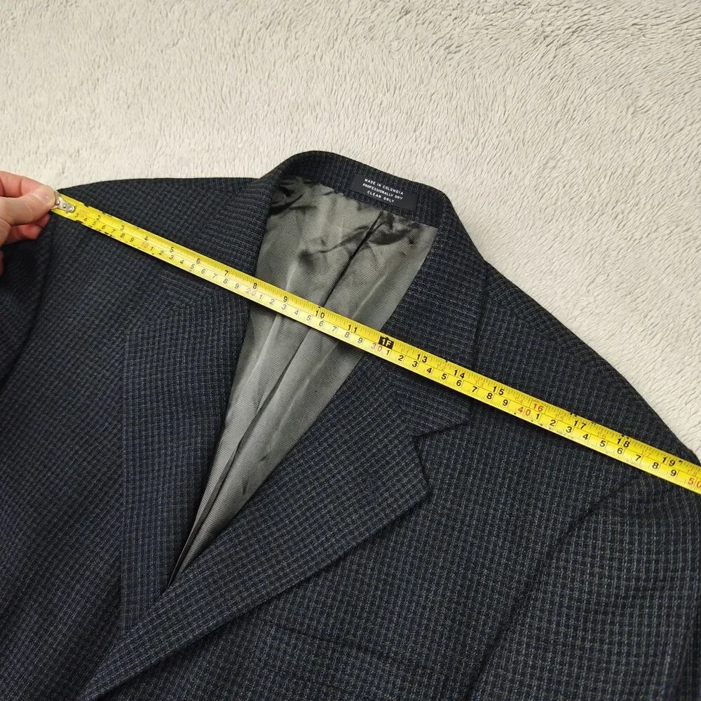 Oscar de la Renta Blazer Men's 42L Dark Grey Woven 3 Button Suit Jacket